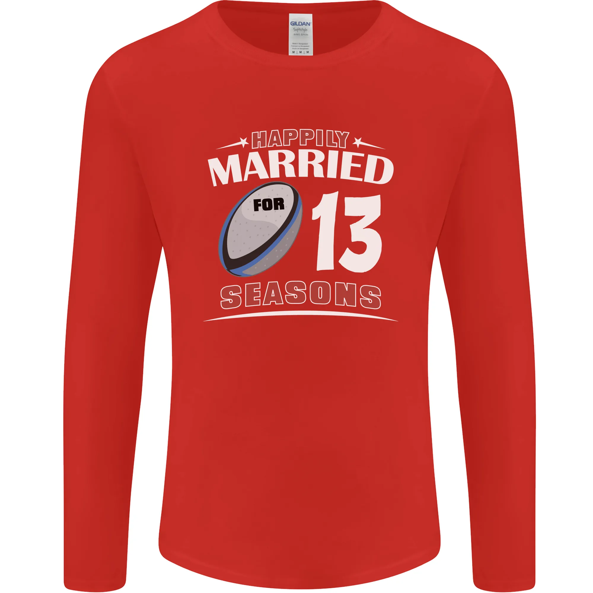13 Year Wedding Anniversary 13th Rugby Mens Long Sleeve T-Shirt