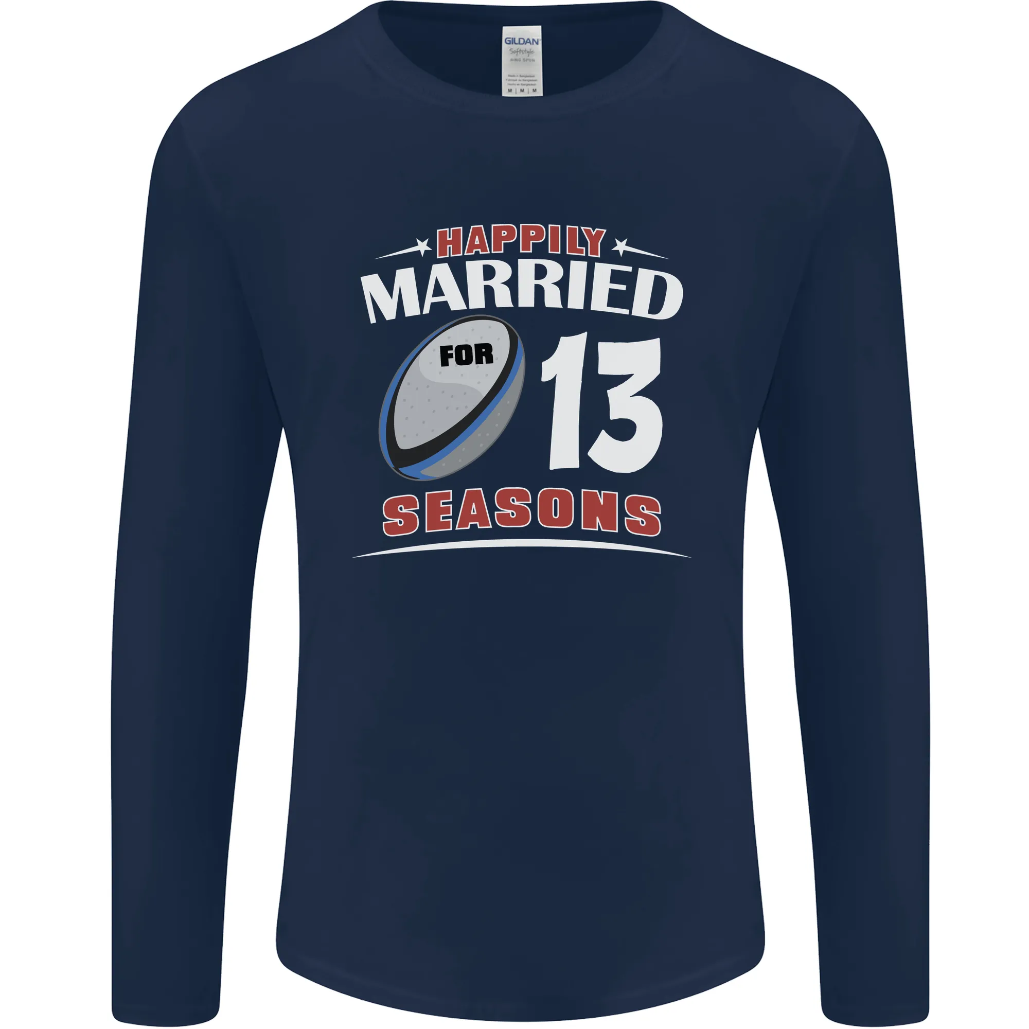 13 Year Wedding Anniversary 13th Rugby Mens Long Sleeve T-Shirt