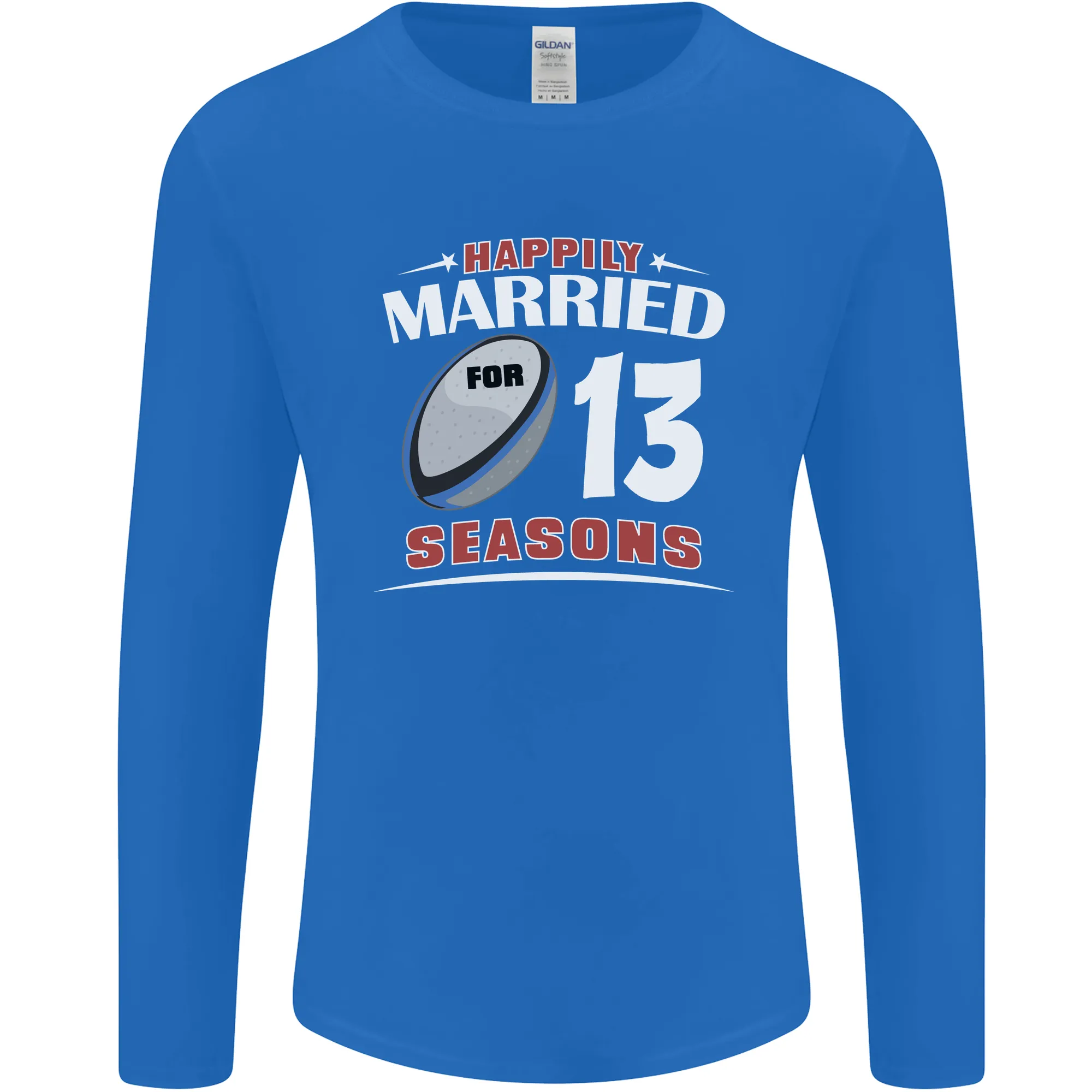 13 Year Wedding Anniversary 13th Rugby Mens Long Sleeve T-Shirt