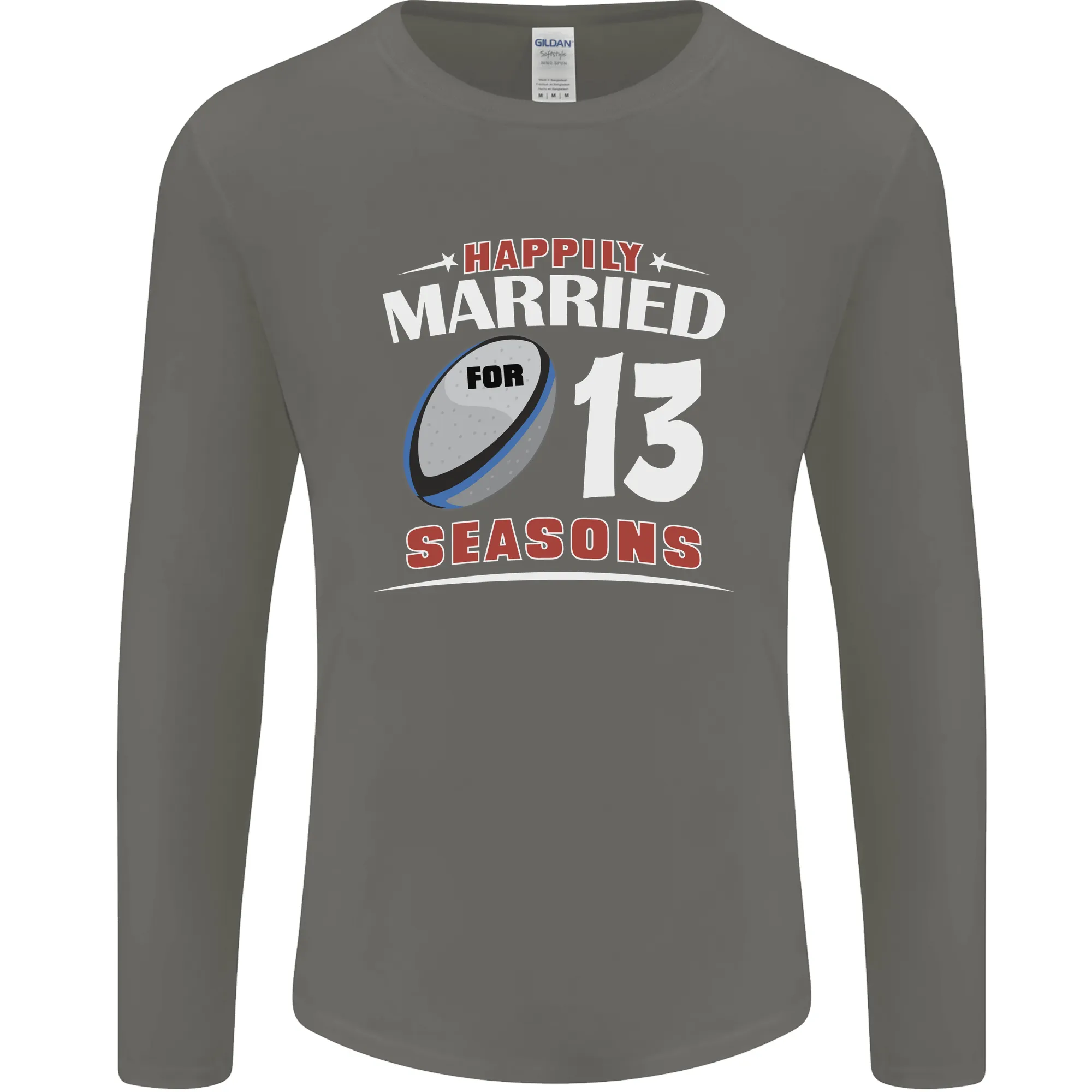 13 Year Wedding Anniversary 13th Rugby Mens Long Sleeve T-Shirt