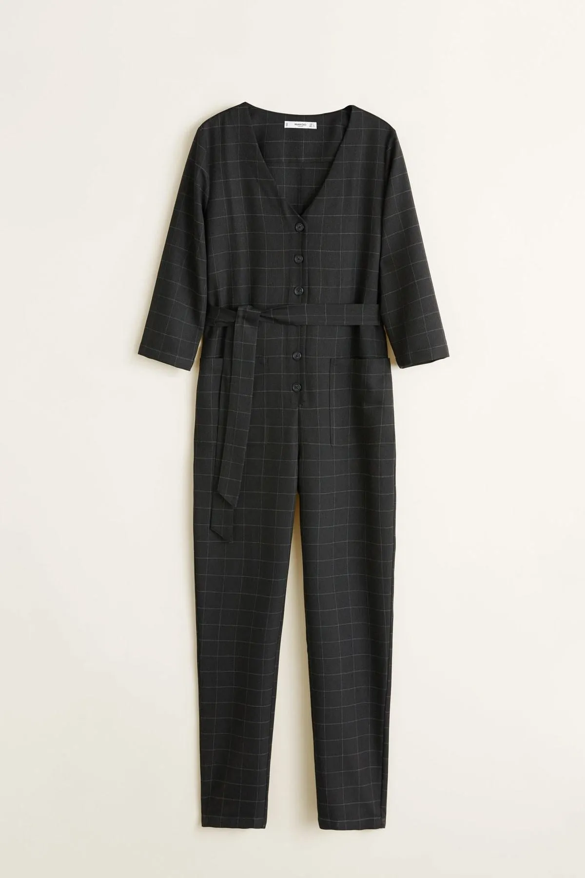 16178 Black Plaid Jumpsuit