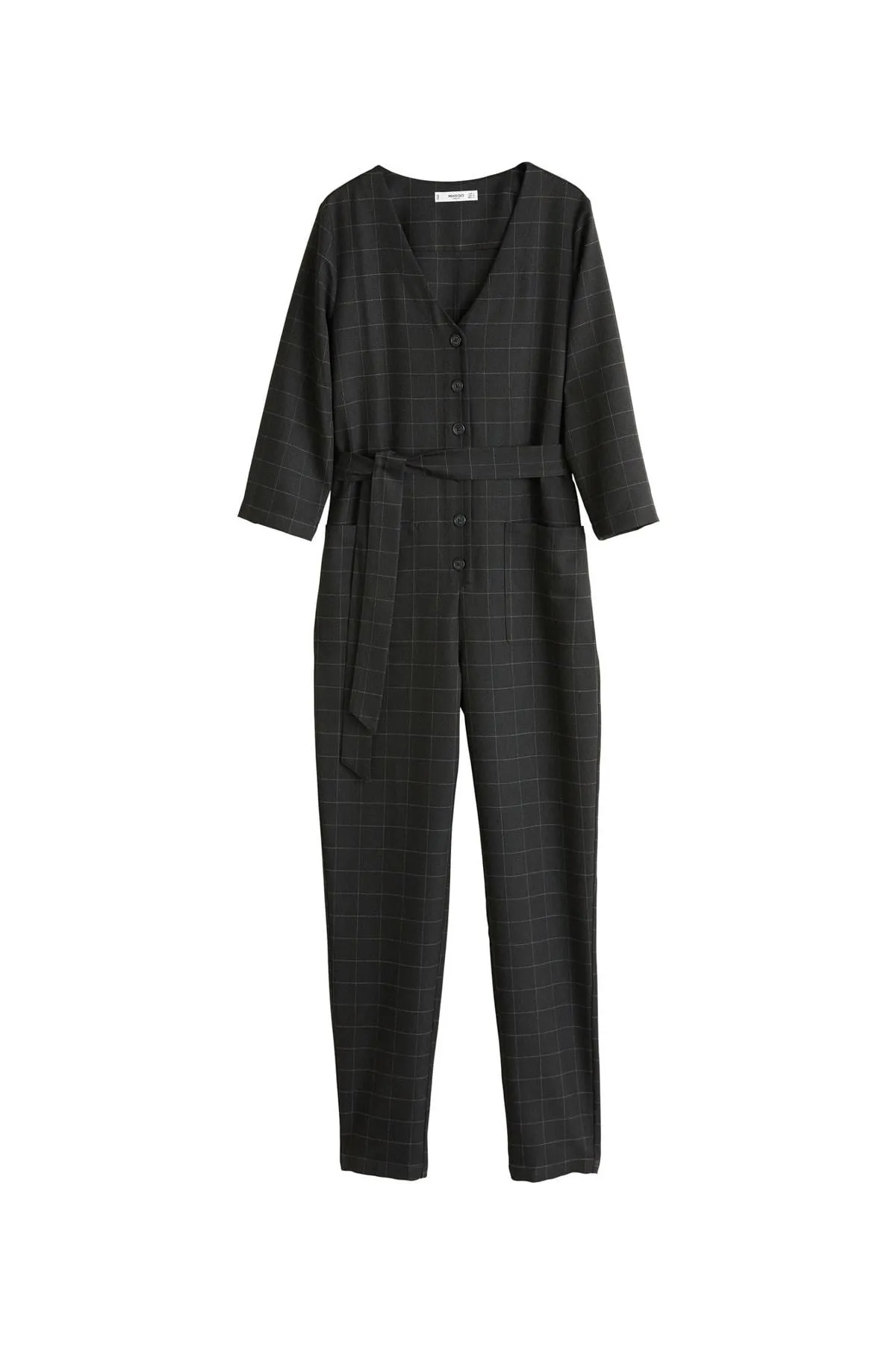 16178 Black Plaid Jumpsuit