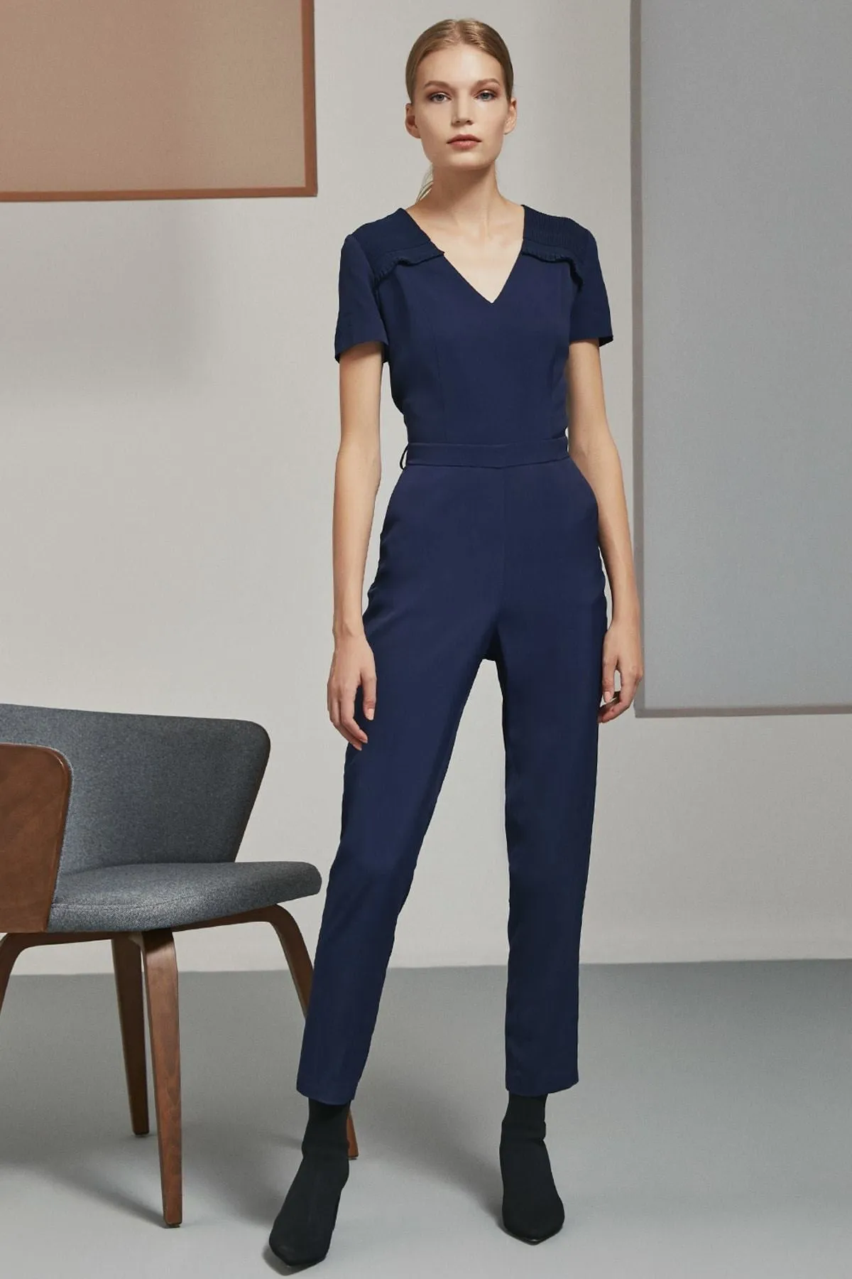 16223 Navy Blue Jumpsuit
