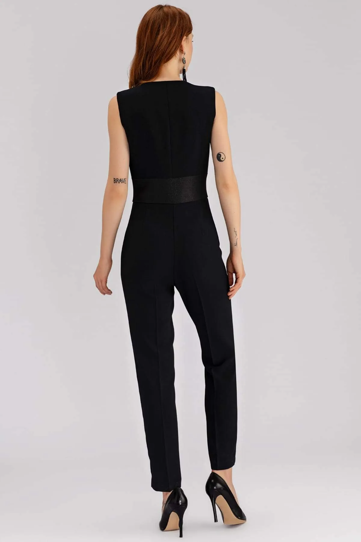 16234 Black High Waist Slim Fit Jumpsuit