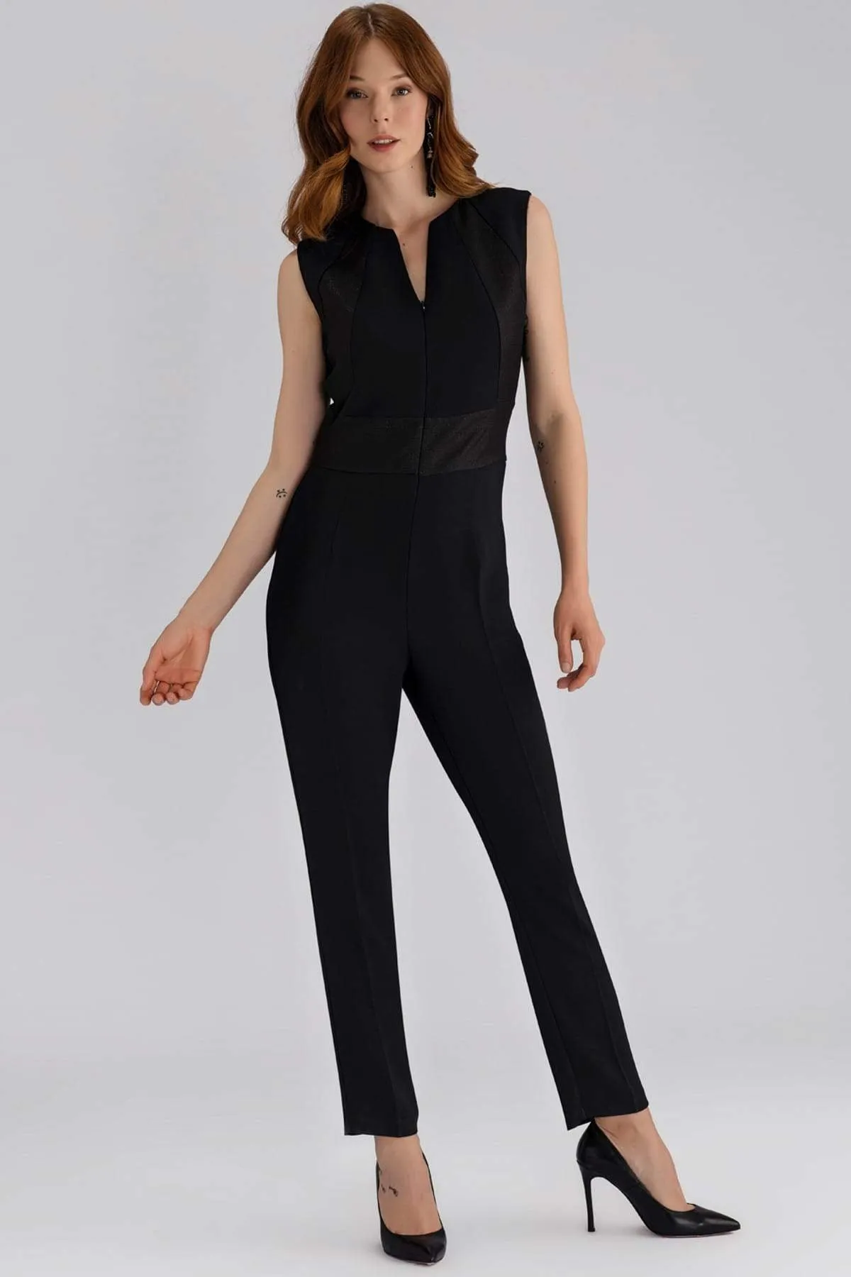 16234 Black High Waist Slim Fit Jumpsuit