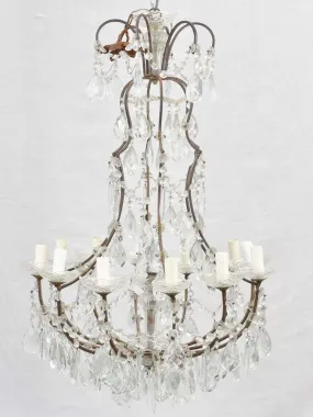 1940s Italian chandelier with iron frame 33½"