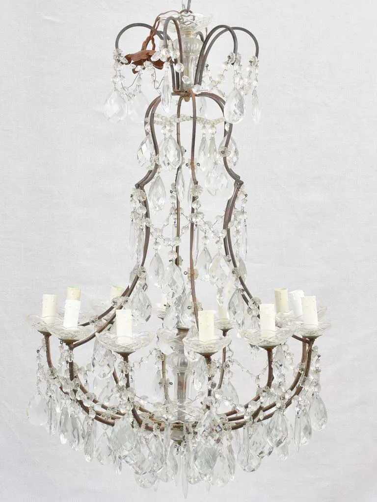 1940s Italian chandelier with iron frame 33½"