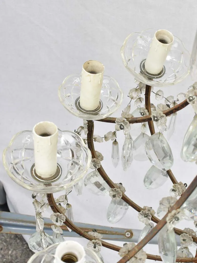 1940s Italian chandelier with iron frame 33½"