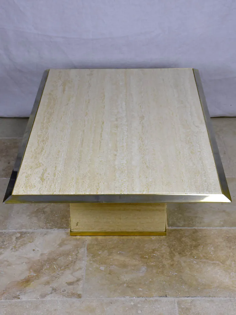 1970's French travertine coffee table