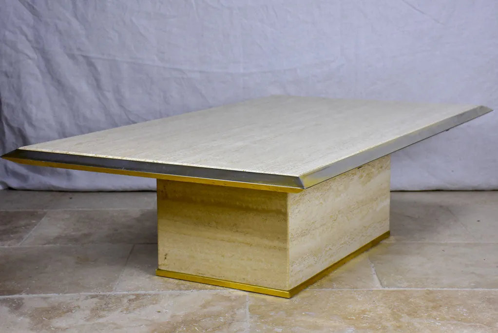1970's French travertine coffee table
