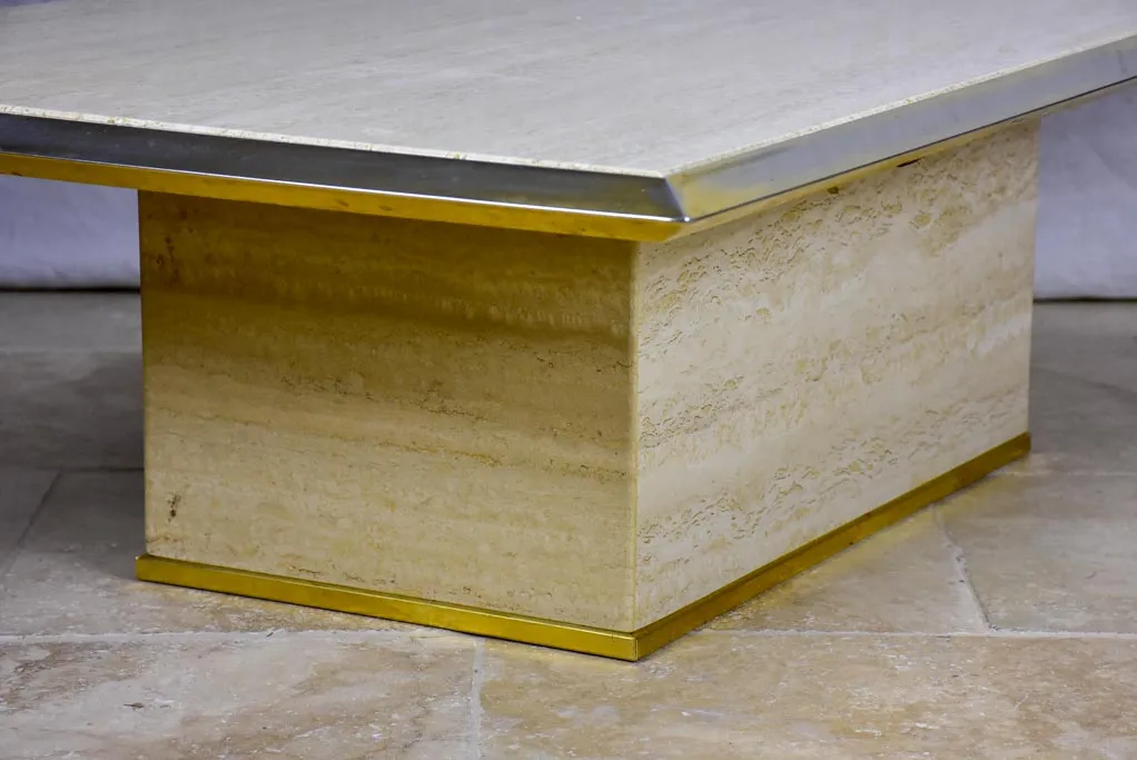 1970's French travertine coffee table