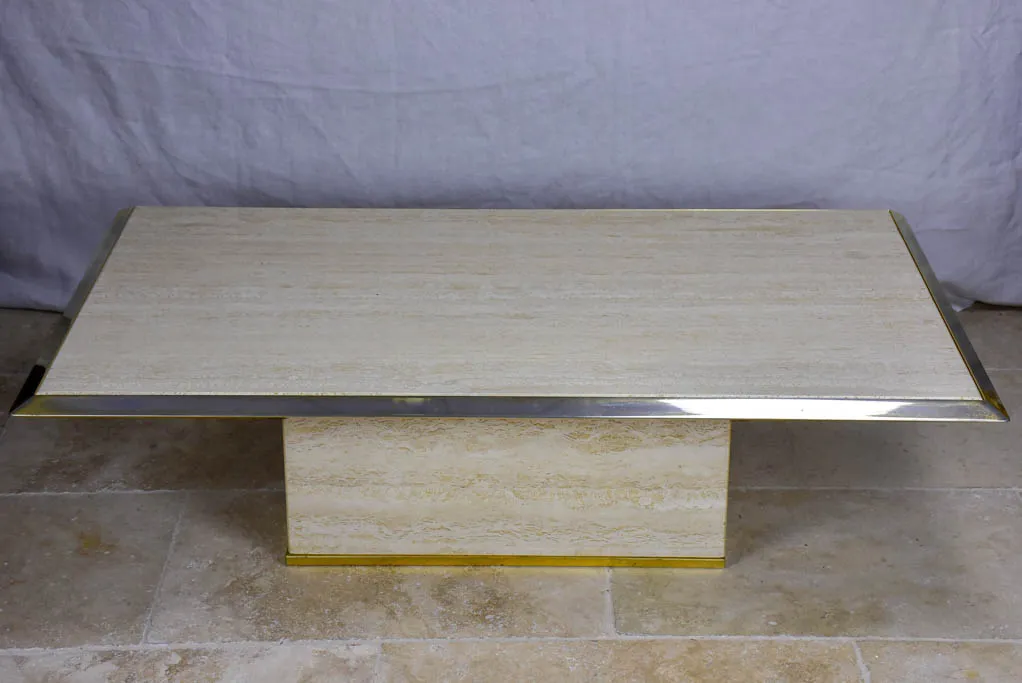 1970's French travertine coffee table