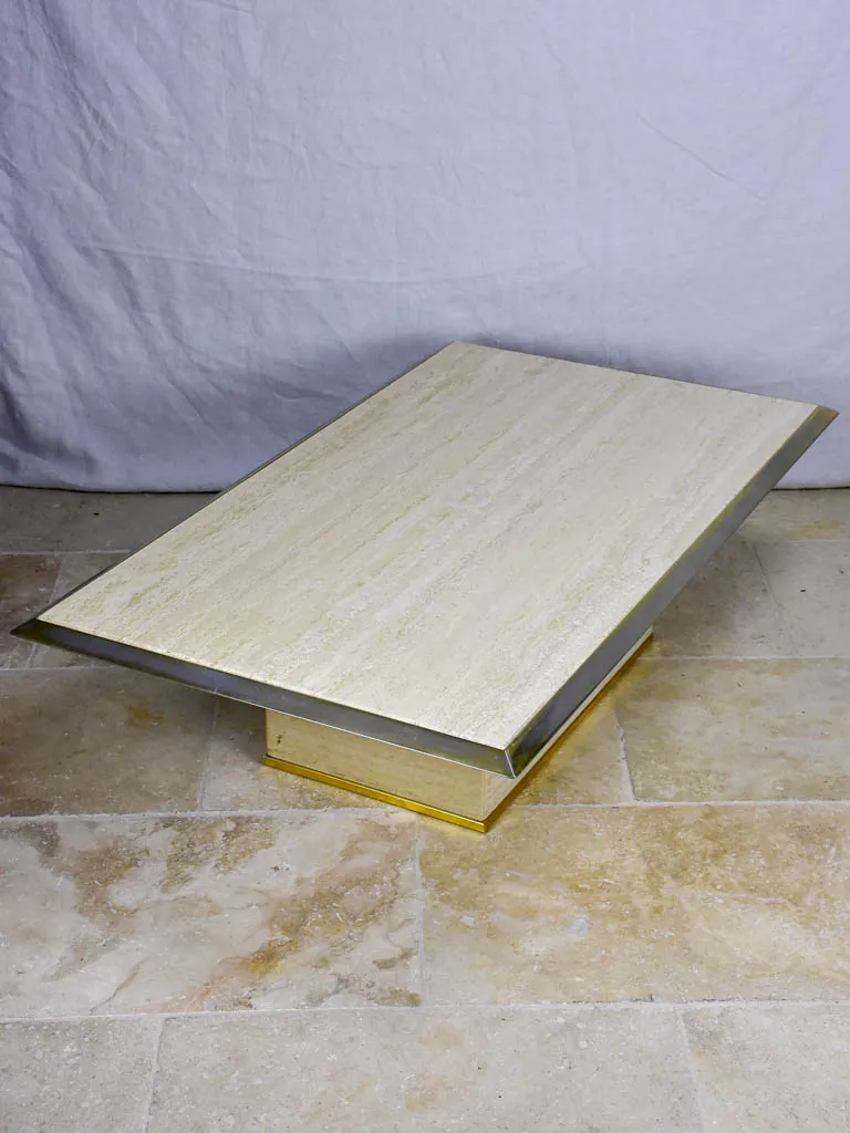 1970's French travertine coffee table