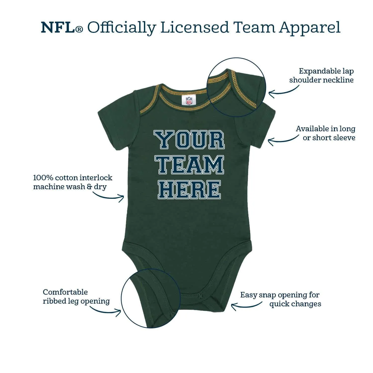 3-Pack Baby Boys Eagles Short Sleeve Bodysuits