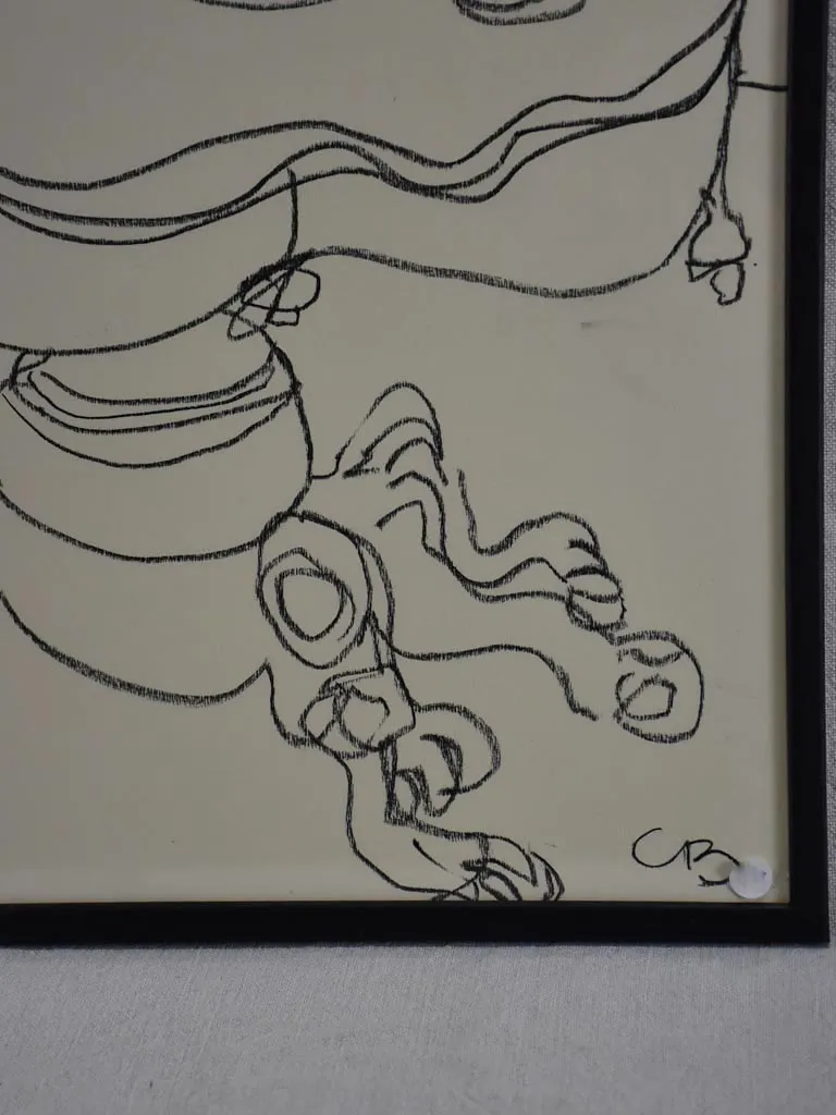 4/4 Still life with carafe, candlestick and wine glass - charcoal on paper - Caroline Beauzon 18½ x 26""