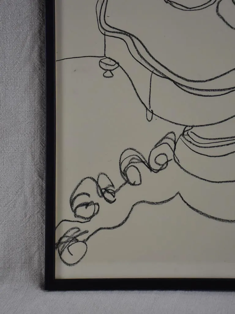 4/4 Still life with carafe, candlestick and wine glass - charcoal on paper - Caroline Beauzon 18½ x 26""