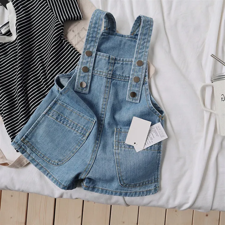 [508175] - Celana Overall Jeans Anak Kekinian - Motif Stacked Buttons