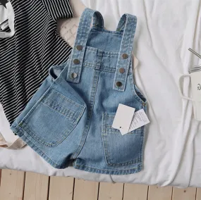 [508175] - Celana Overall Jeans Anak Kekinian - Motif Stacked Buttons