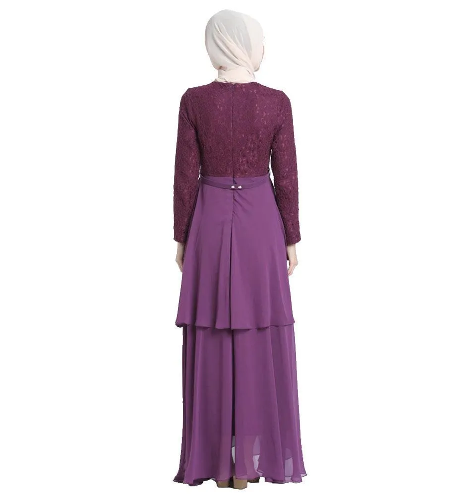 Abaci Modest Formal Lace Dress 12959 Purple
