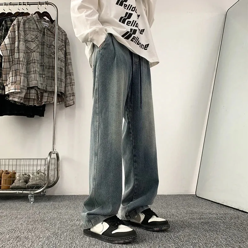 Aidase Wide Leg Jeans Blue Jeans Men 2024 New Streetwear Baggy Jeans Streetwear Men Harajuku Vintage Denim Trousers Casual Mopping Pant