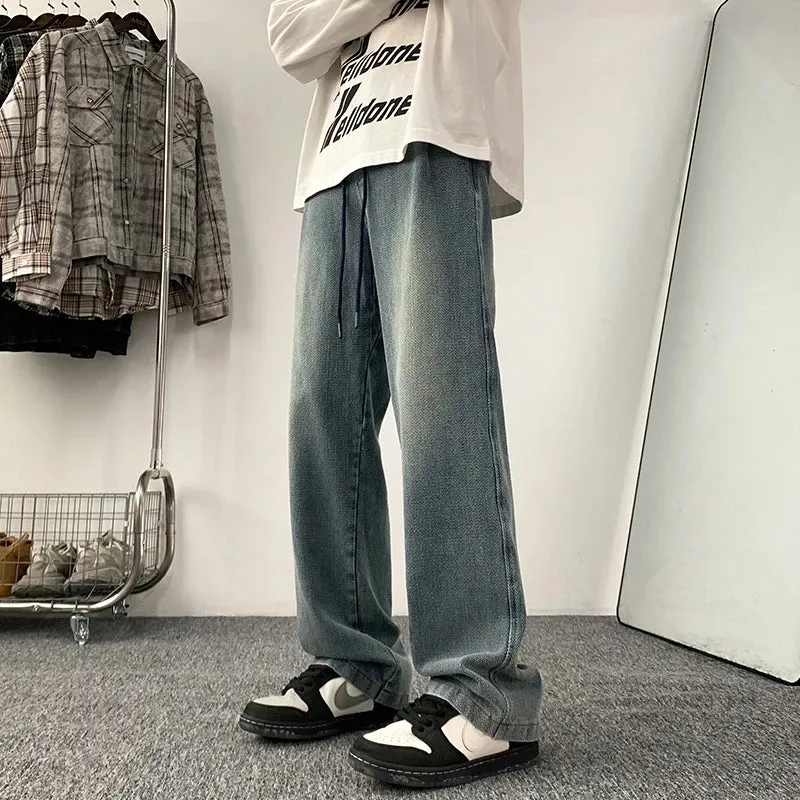 Aidase Wide Leg Jeans Blue Jeans Men 2024 New Streetwear Baggy Jeans Streetwear Men Harajuku Vintage Denim Trousers Casual Mopping Pant