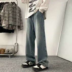 Aidase Wide Leg Jeans Blue Jeans Men 2024 New Streetwear Baggy Jeans Streetwear Men Harajuku Vintage Denim Trousers Casual Mopping Pant