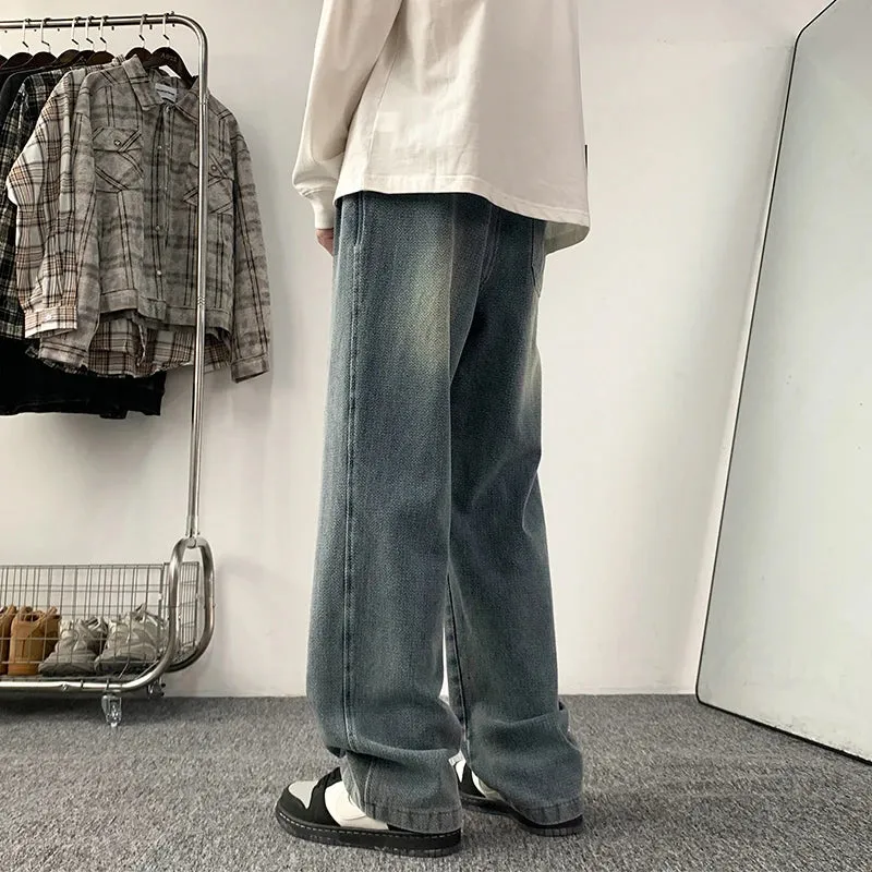 Aidase Wide Leg Jeans Blue Jeans Men 2024 New Streetwear Baggy Jeans Streetwear Men Harajuku Vintage Denim Trousers Casual Mopping Pant