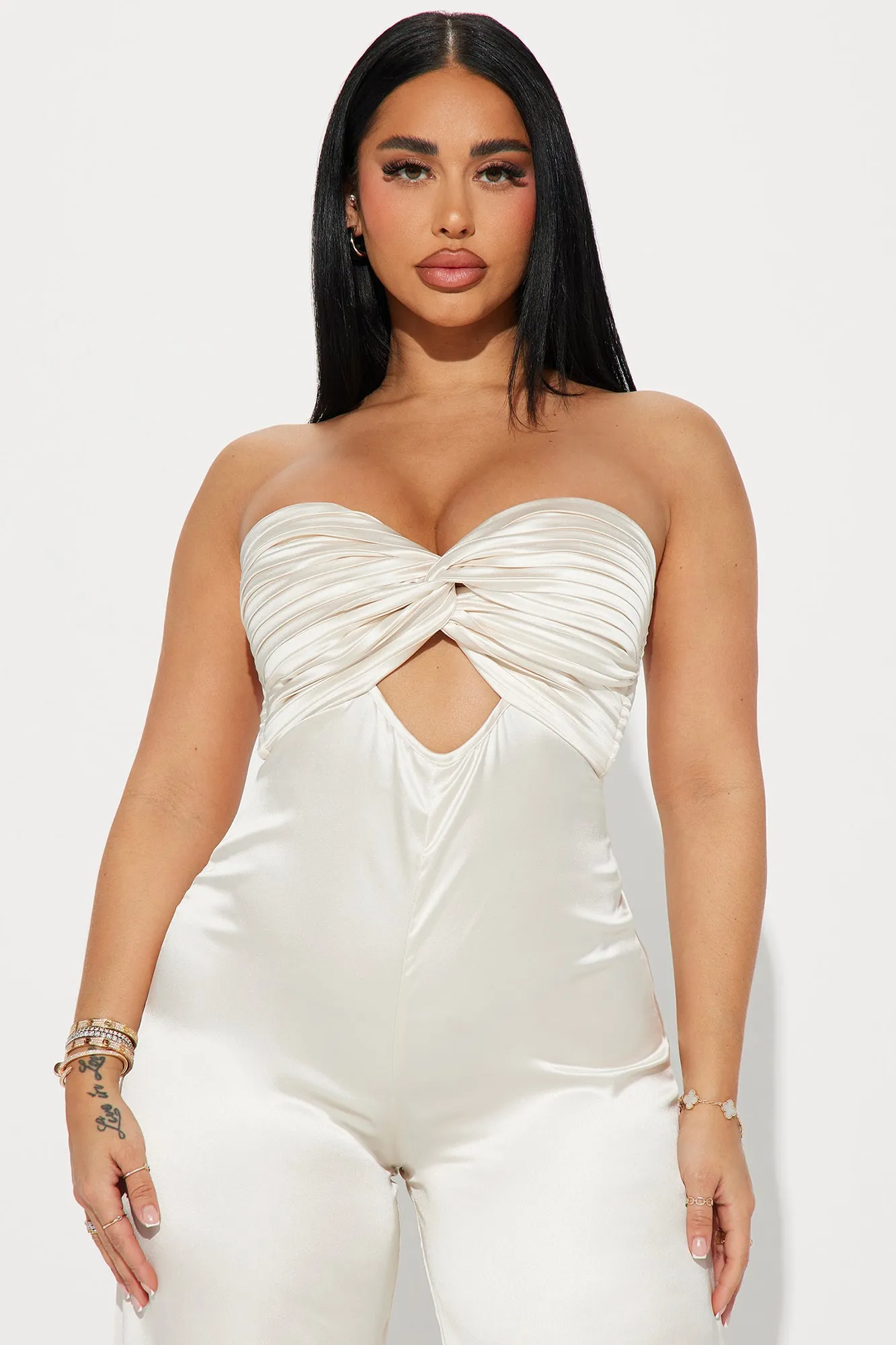All That Shines Satin Jumpsuit - Off White