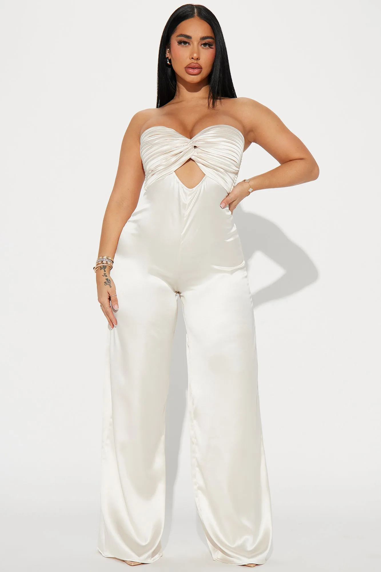 All That Shines Satin Jumpsuit - Off White