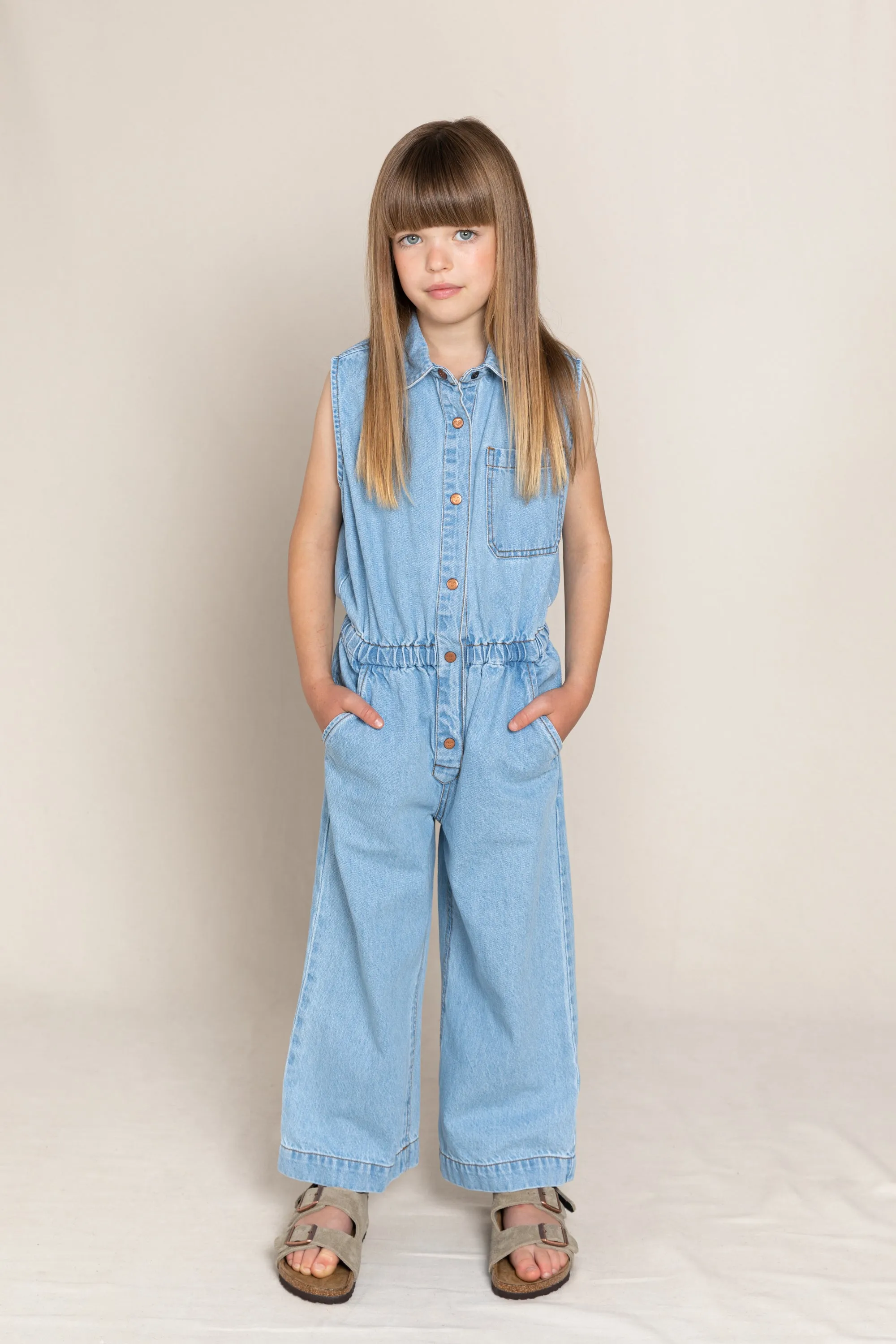 AMBER Bleached Blue - Sleeveless Jumpsuit