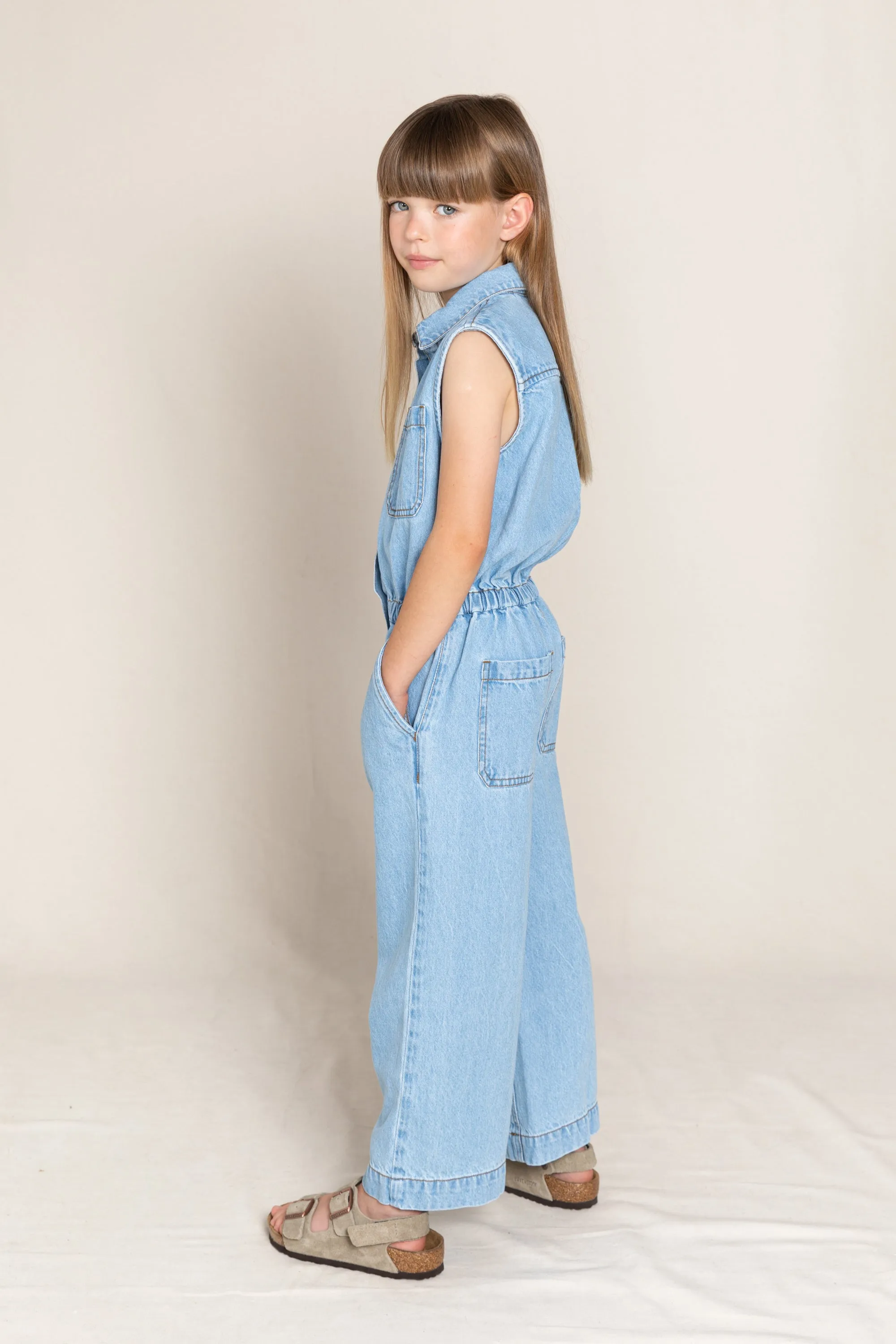 AMBER Bleached Blue - Sleeveless Jumpsuit