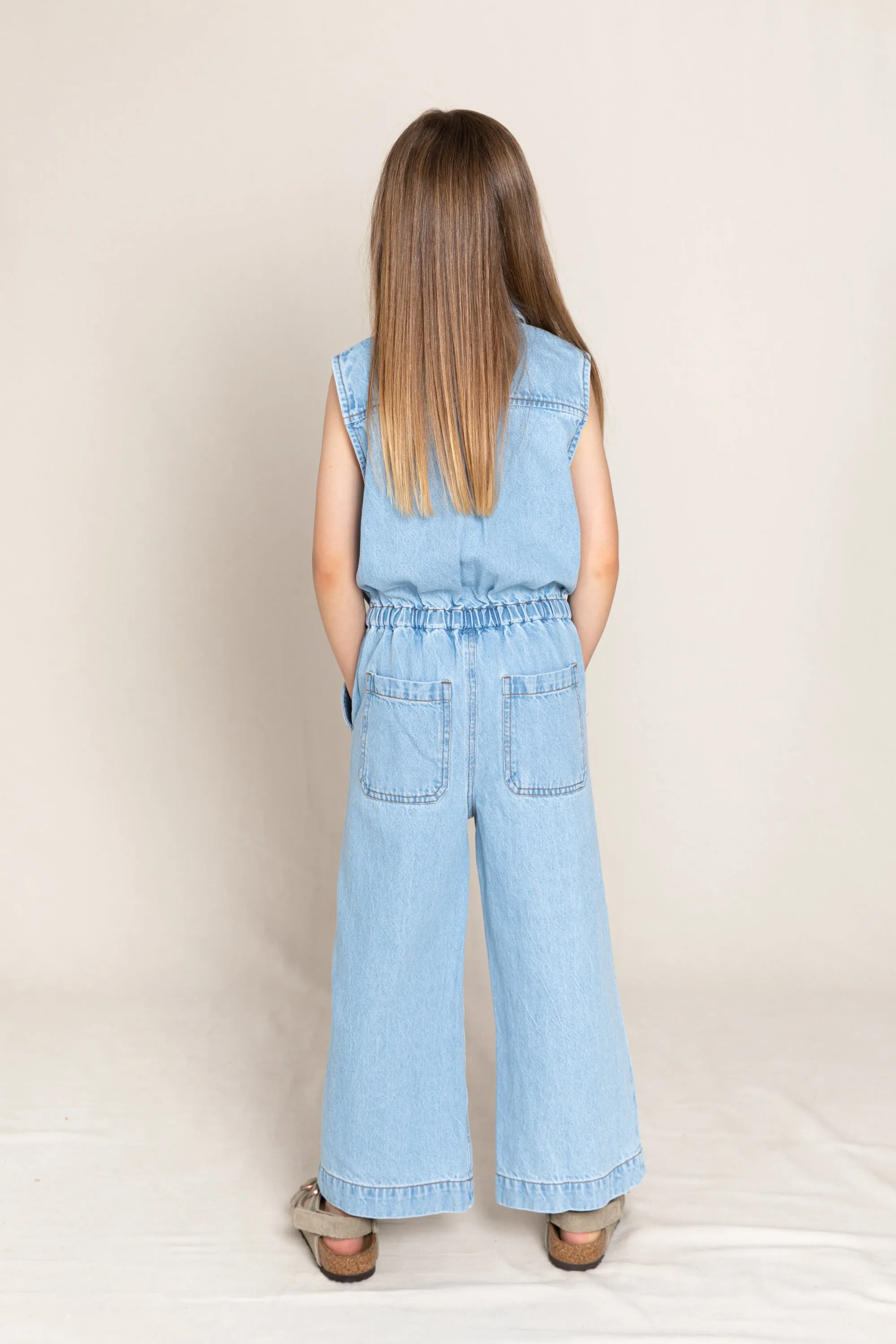 AMBER Bleached Blue - Sleeveless Jumpsuit