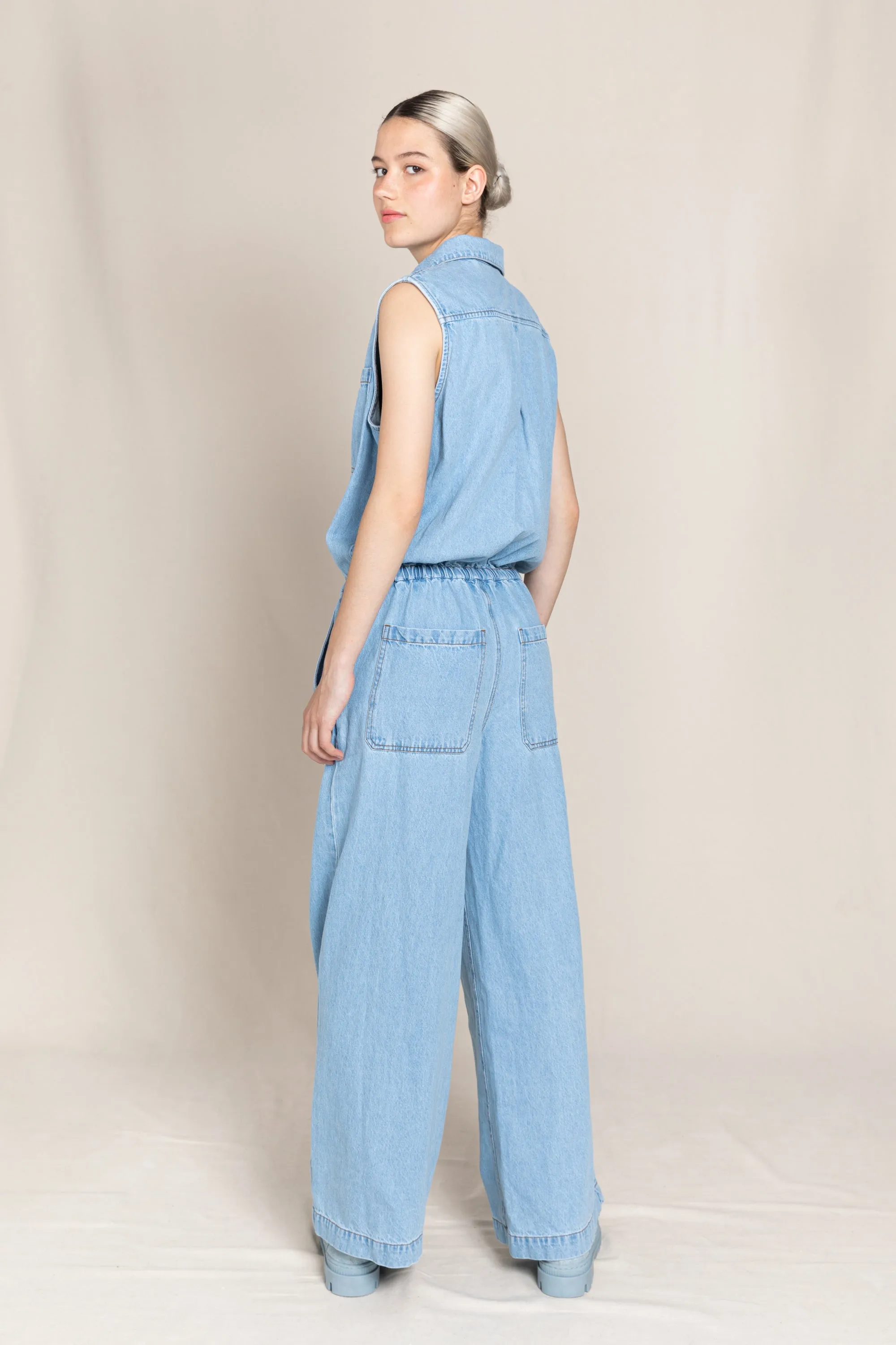 AMBER Bleached Blue - Sleeveless Jumpsuit