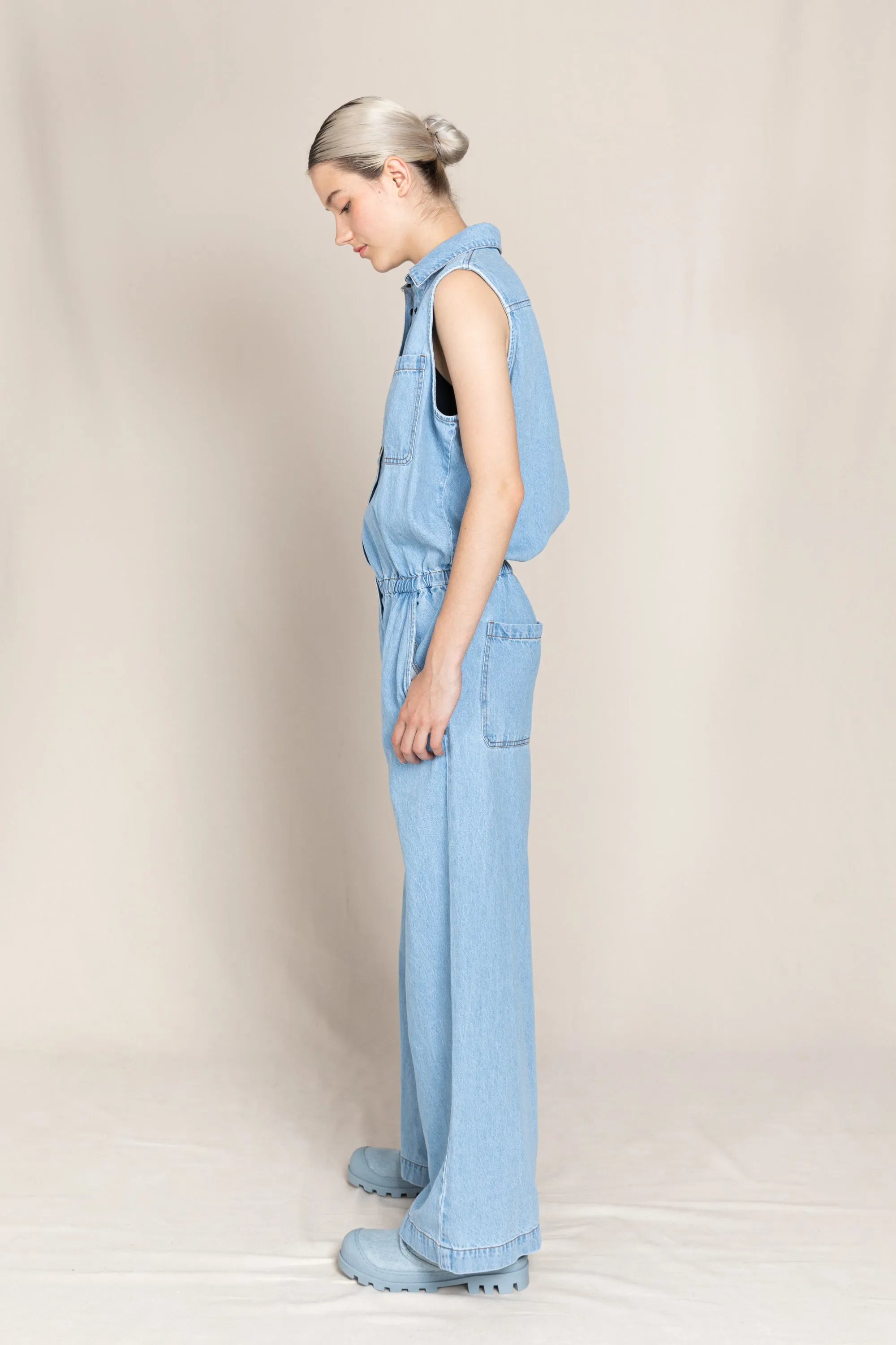 AMBER Bleached Blue - Sleeveless Jumpsuit