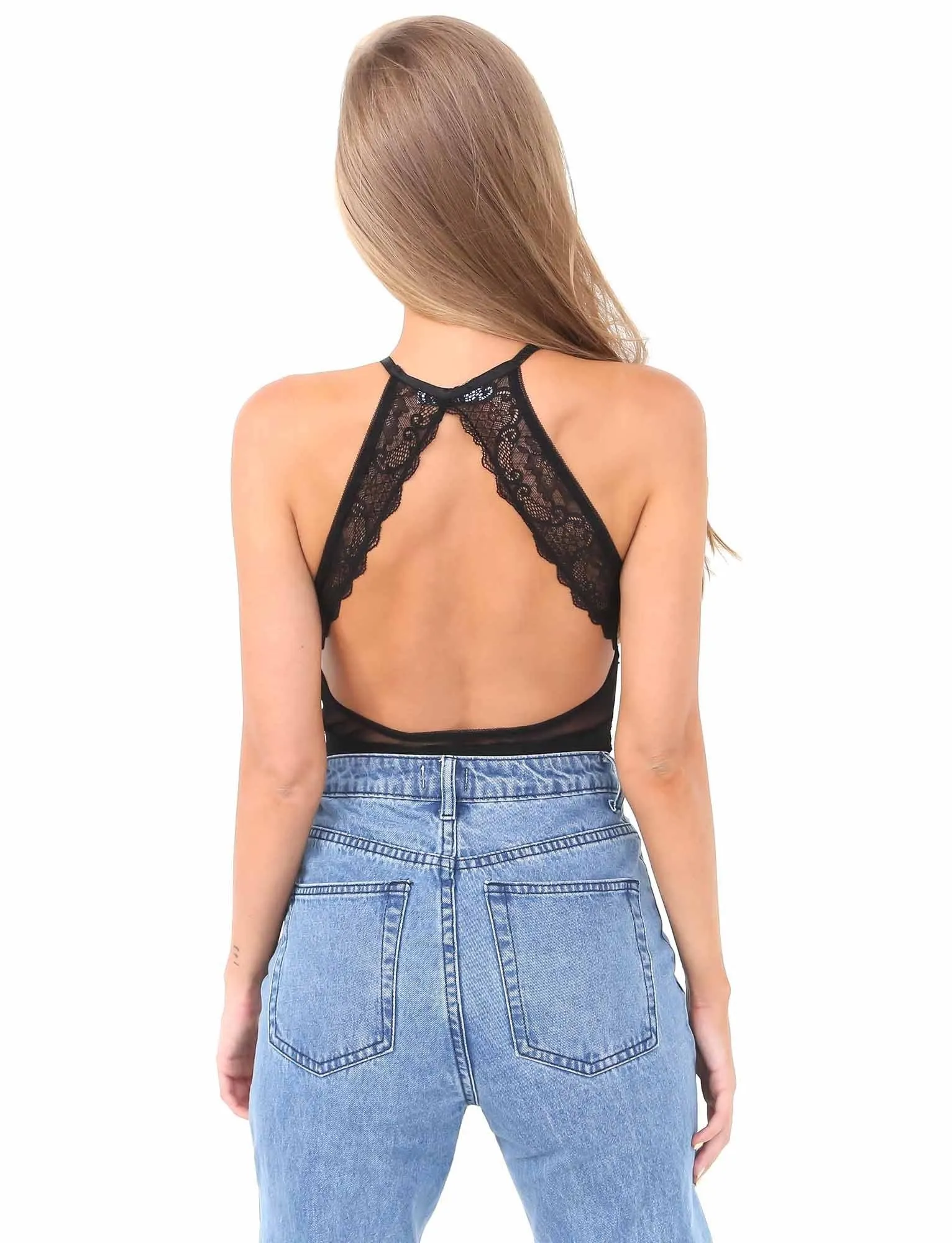 Amelia Lace Bodysuit - Black