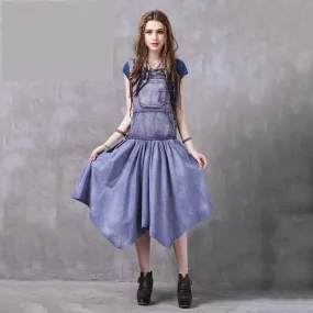 Asymmetrical Patchwork Pocket Button Women Dress