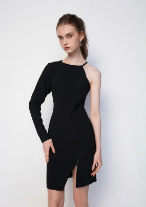 Asymmetrical Ruched Jumpsuit with Slit Detail Skirt