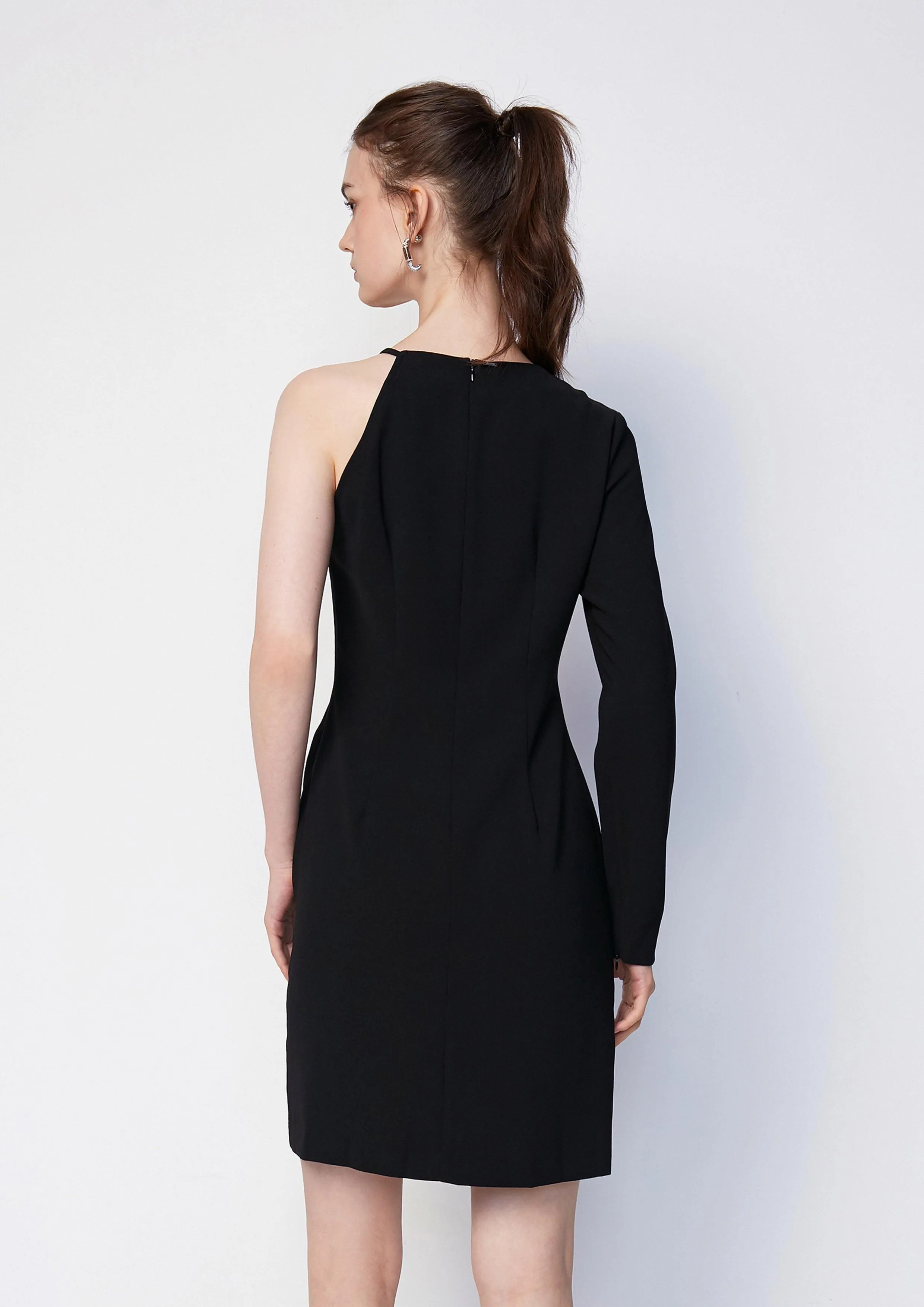 Asymmetrical Ruched Jumpsuit with Slit Detail Skirt