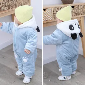 Autumn and winter panda baby jumpsuit thickened newborn jumpsuit