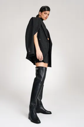 ‘Ava‘ Pinstriped Double-Breasted Crepe Blazer