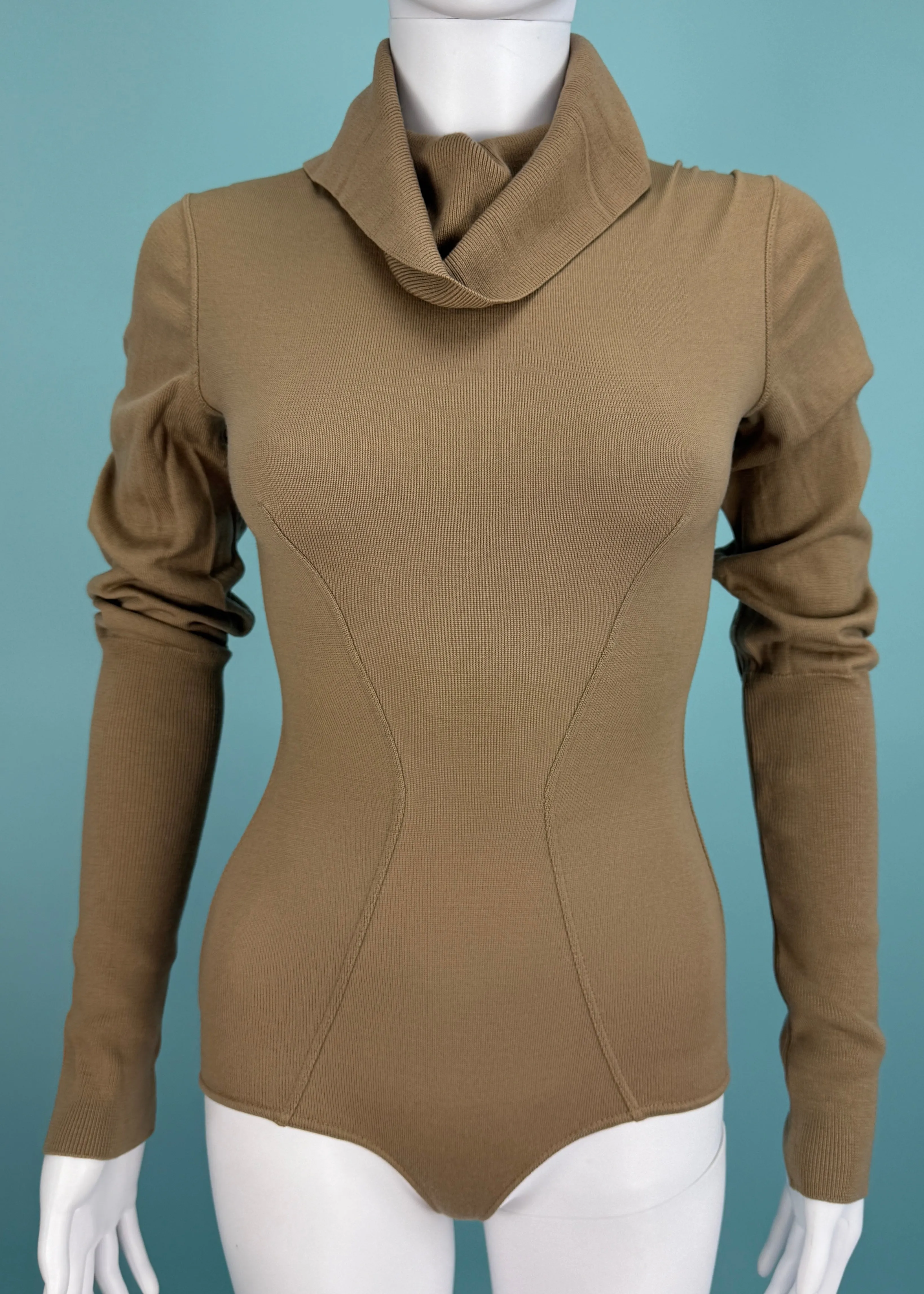 Azzedine Alaïa Fall 1987 Brown High Neck Bodysuit