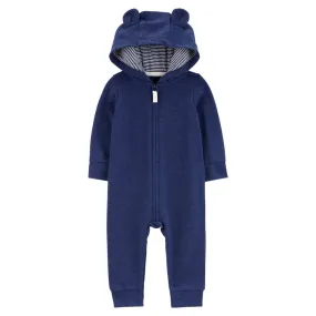 Baby Boys' Bear Hood Zip-Up Thermal Jumpsuit