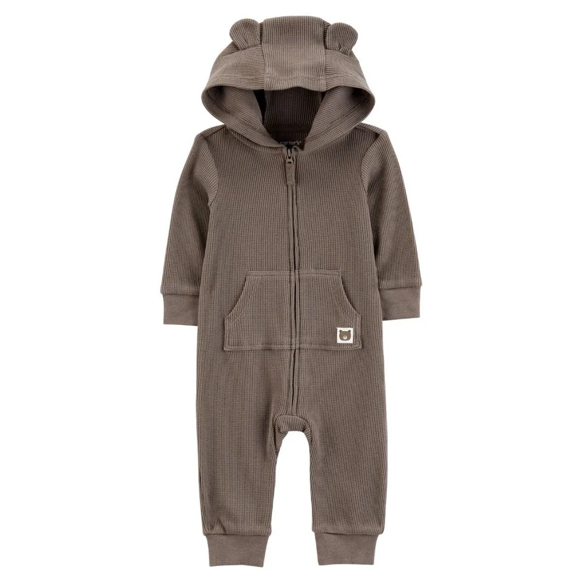 Baby Boys' Bear Hood Zip-Up Thermal Jumpsuit