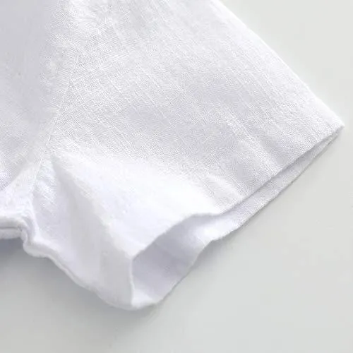 Baby Short Sleeves Woven Poplin White Bodysuit With Bow