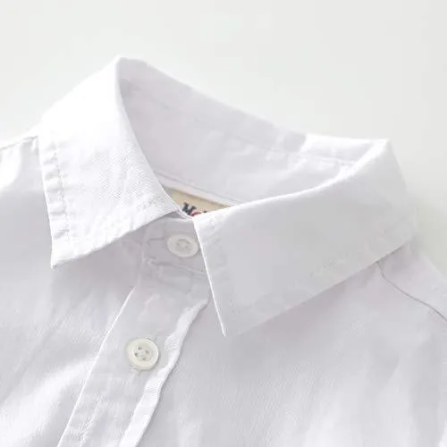 Baby Short Sleeves Woven Poplin White Bodysuit With Bow