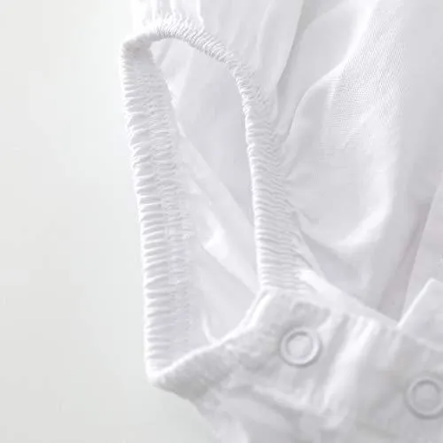 Baby Short Sleeves Woven Poplin White Bodysuit With Bow