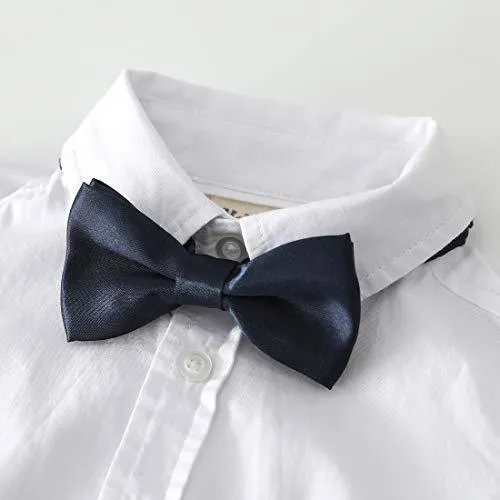 Baby Short Sleeves Woven Poplin White Bodysuit With Bow
