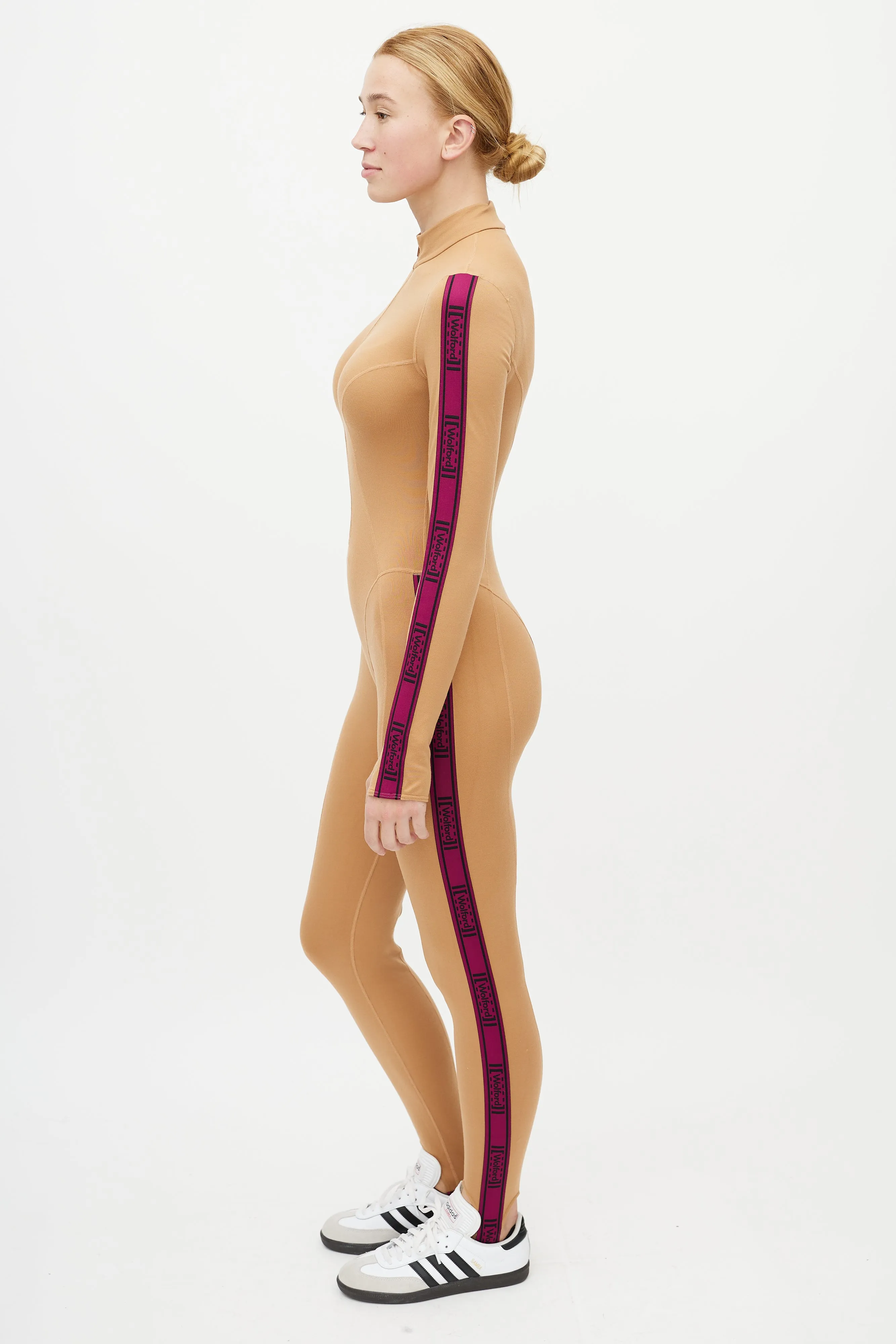 Beige & Purple Logo Thermal Jumpsuit