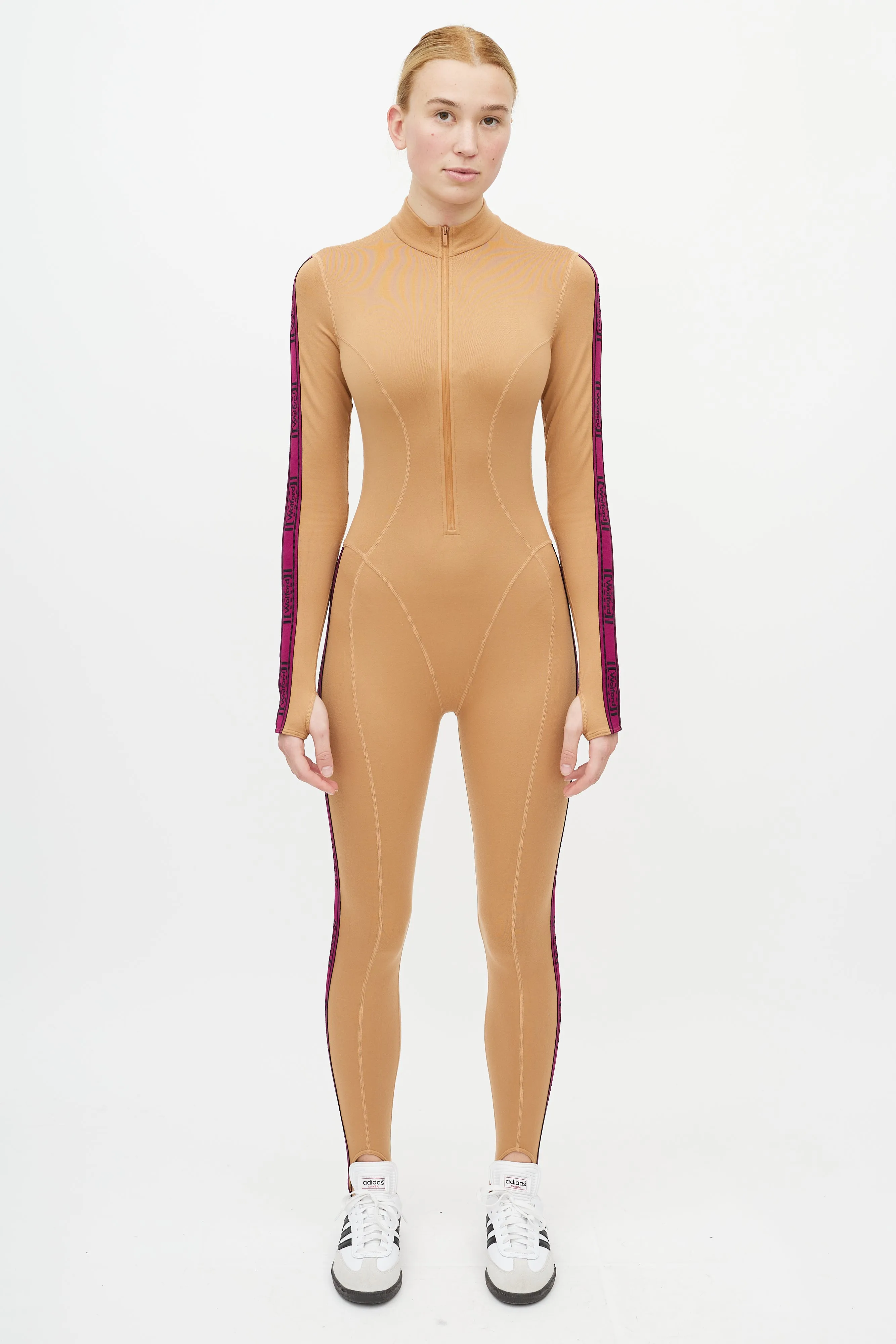 Beige & Purple Logo Thermal Jumpsuit