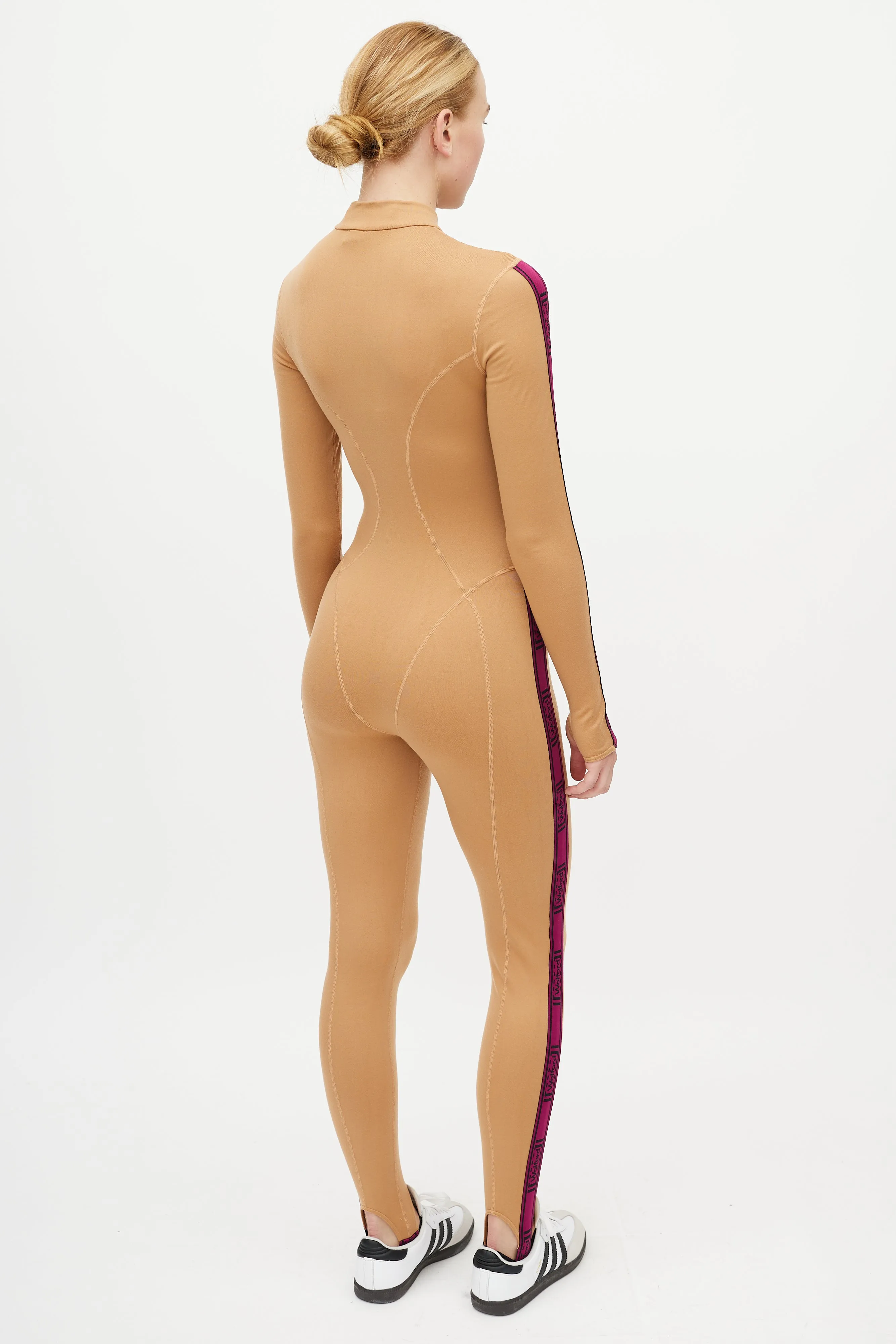Beige & Purple Logo Thermal Jumpsuit